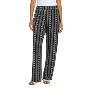 Three Dots Boho Black White Printed Pull-On Wide Leg Pants Size XXL